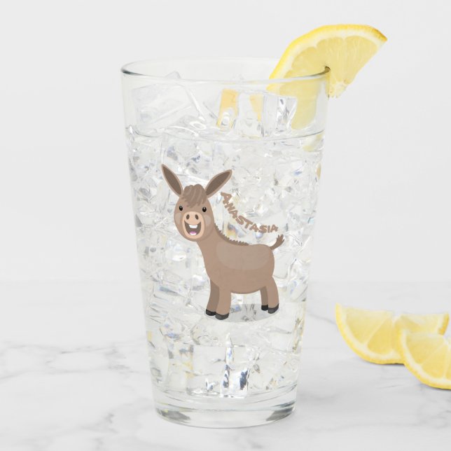 Niedliche Miniatur-Esel-Cartoon-Abbildung Glas (Rückseite Ice)