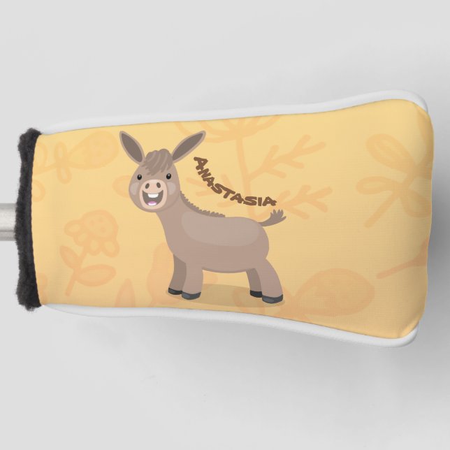 Niedliche Miniatur-Esel-Cartoon-Abbildung Golf Headcover (Vorderseite)