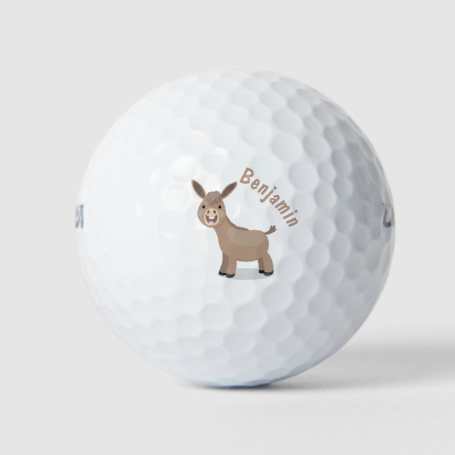 Niedliche Miniatur-Esel-Cartoon-Abbildung Golfball (Vorderseite)