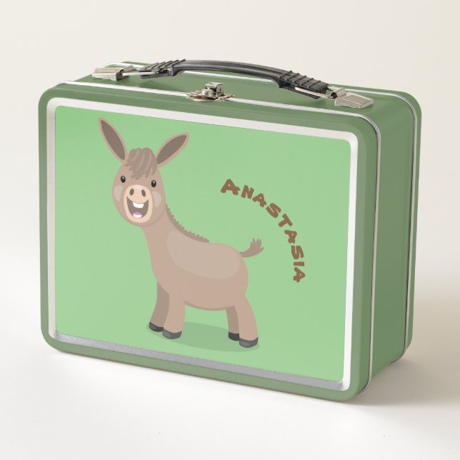 Niedliche Miniatur-Esel-Cartoon-Abbildung Metall Brotdose (Vorderseite)