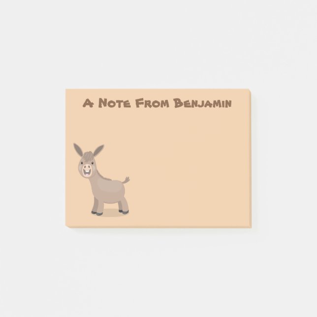 Niedliche Miniatur-Esel-Cartoon-Abbildung Post-it Klebezettel (Vorderseite)