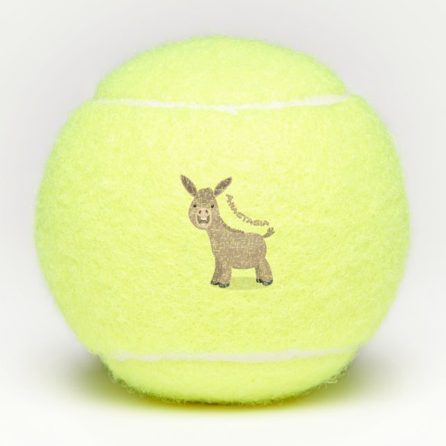 Niedliche Miniatur-Esel-Cartoon-Abbildung Tennisbälle (Vorderseite)