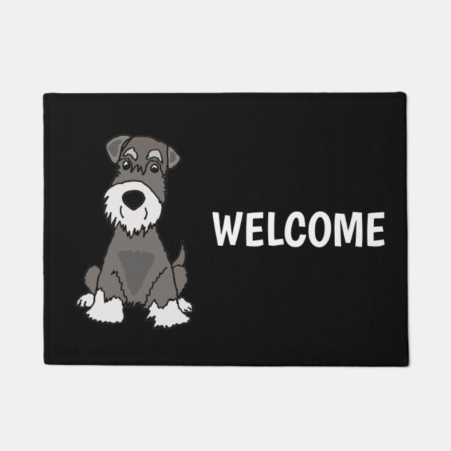 Niedliche Miniaturschnauzer-Welpen-Hundekunst Fußmatte (Vorderseite)