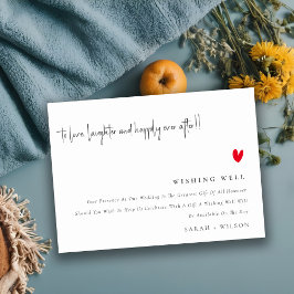 Niedliche Minimal Red Heart Script Hochzeit wünsch Begleitkarte