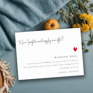 Niedliche Minimal Red Heart Script Hochzeit wünsch Begleitkarte