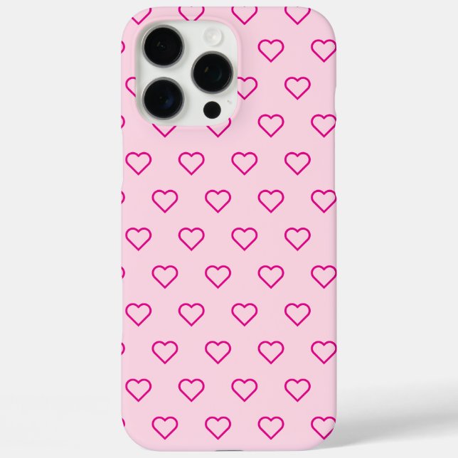 Niedliche Minimal rosa Herzmuster Trendy iPhone 16 Pro Max Hülle (Rückseite)