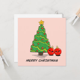 Niedliche Minimale Weihnachtsbaumkarte - Kawaii Ur Karte