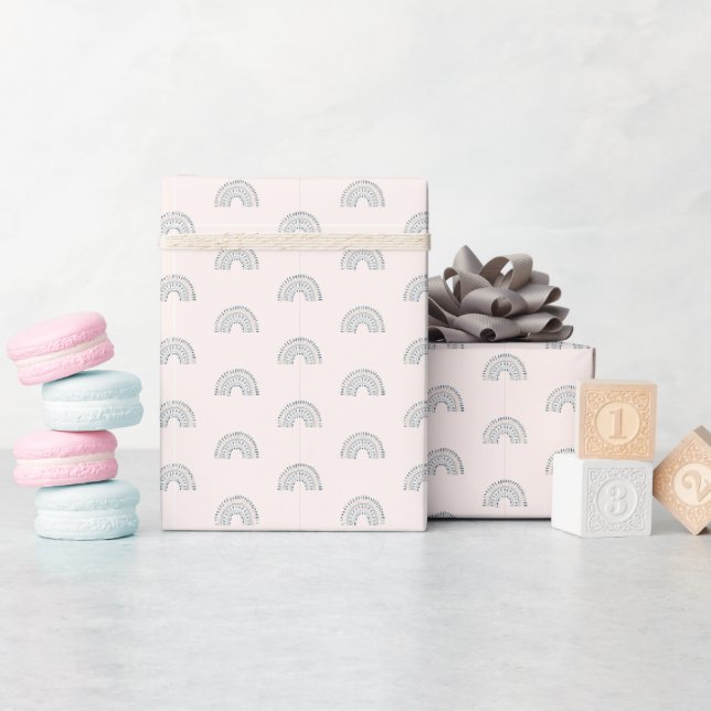 Niedliche Minimalistische Ästhetik Groovy Boho Blu Geschenkpapier (Babyparty)