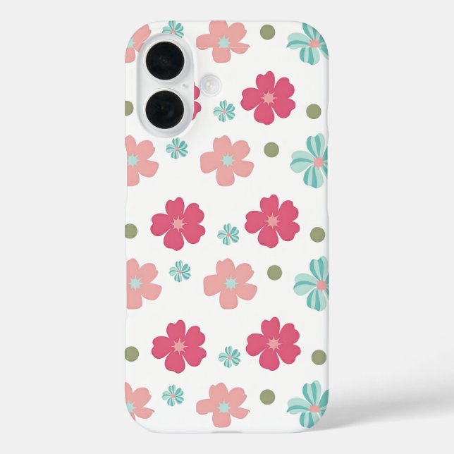 Niedliche Minimalistische Blume iPhone 16 Hülle (Rückseite)
