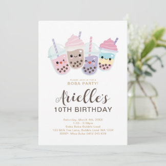 Niedliche Minimalistische Boba Bubble Milk Tee Ein Einladung