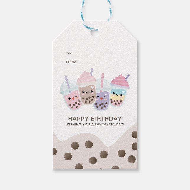 Niedliche Minimalistische Boba Bubble Milk Teft Ma Geschenkanhänger (Vorderseite)