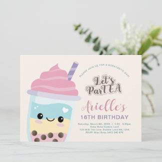 Niedliche Minimalistische Boba Bubble Tea Einladun Einladung