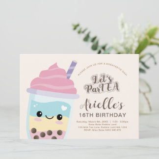 Niedliche Minimalistische Boba Bubble Tea Einladun Einladung