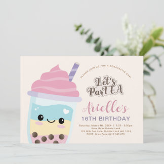 Niedliche Minimalistische Boba Bubble Tea Einladun Einladung