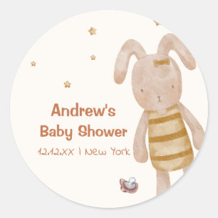 Niedliche Minimalistische Boho Bunny Toy Babydusch Runder Aufkleber