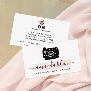 Niedliche Minimalistische Fotograf-Kamera Schwarz  Visitenkarte