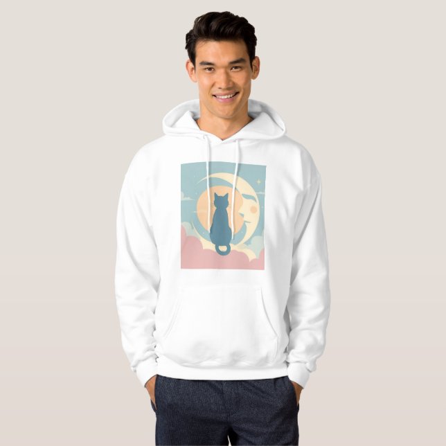 Niedliche Minimalistische Katze auf dem Crescent M Hoodie (Vorne ganz)