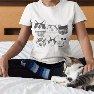 Niedliche Minimalistische Katzengesichterskizzen T-Shirt