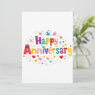 Niedliche Minimalistische leuchtend bunt Jubiläum Feiertagskarte