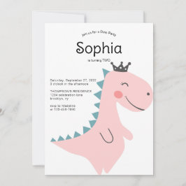 Niedliche Minimalistische Pink Girl Dinosaur Gebur Einladung