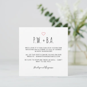 Niedliche Minimalistische Schwarz-Weiß-Hochzeit Einladung