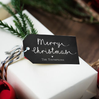 Niedliche Minimalistische Schwarz-weiße  Weihnacht Geschenkanhänger