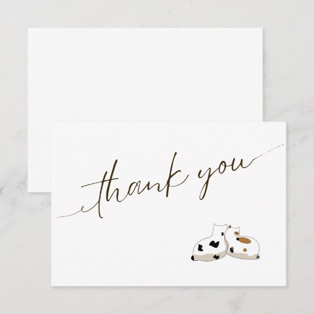 Niedliche minimalistische Skriptkatzen Dankeskarte (Vorne/Hinten)