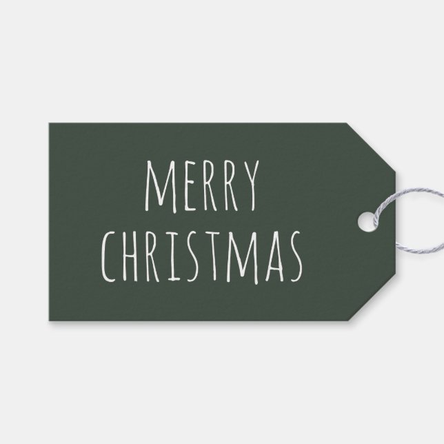 Niedliche Minimalistische Weihnachten | Deep Fores Geschenkanhänger (Vorderseite (Horizontal))