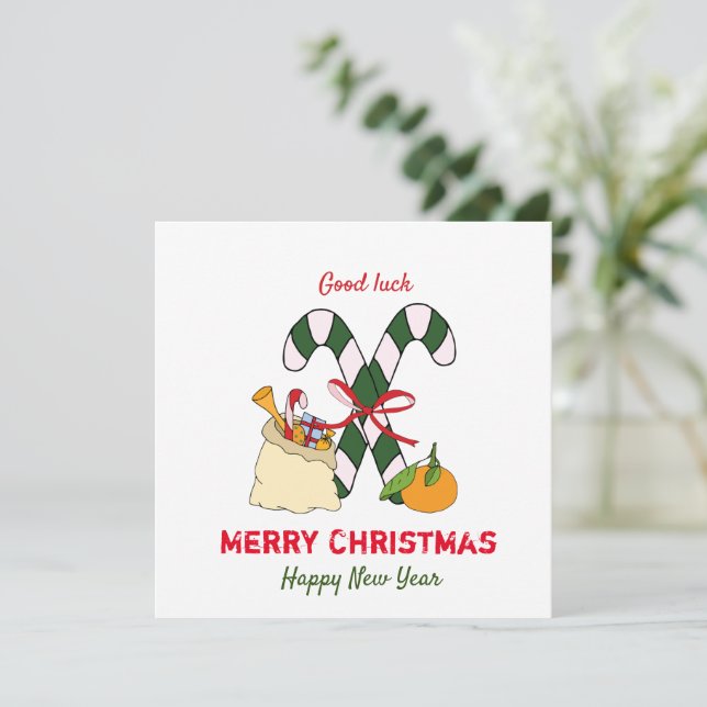 Niedliche Minimalistische Weihnachten und Neues Ja (Stehend Vorderseite)