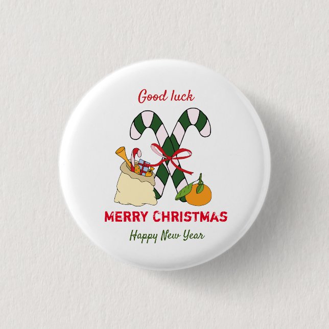 Niedliche Minimalistische Weihnachten und Neues Ja Button (Vorderseite)