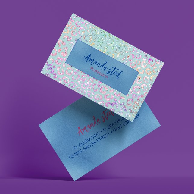 Niedliche Minze Glitzer-Monogramm Visitenkarte (Von Creator hochgeladen)