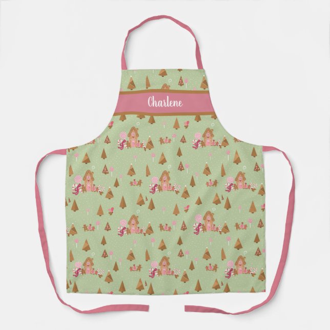 Niedliche Minze Pink Gingerbrot Candy Canes Schürze (Vorderseite)