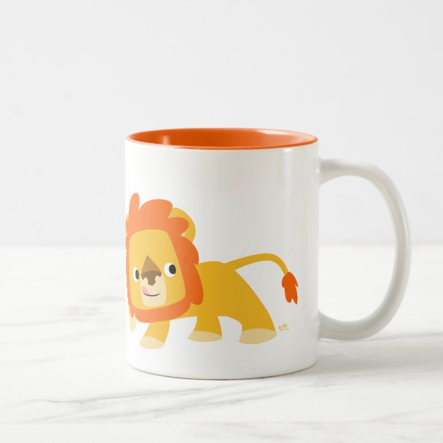Niedliche Mischous-Cartoon-Löwe Zweifarbige Tasse (Rechts)