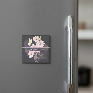 Niedliche Misty Watercolor-Blume mit Schmetterling Magnet