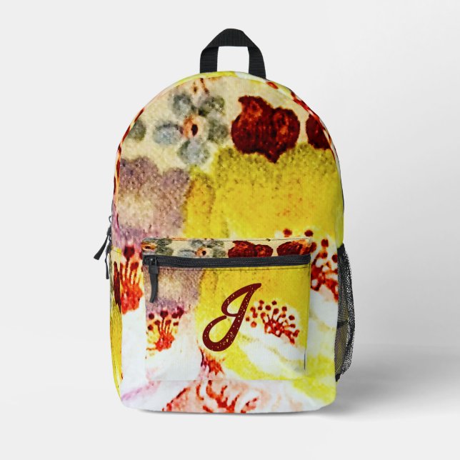 Niedliche Mit Monogramm Blumendrucke Bedruckter Rucksack (Vorderseite)