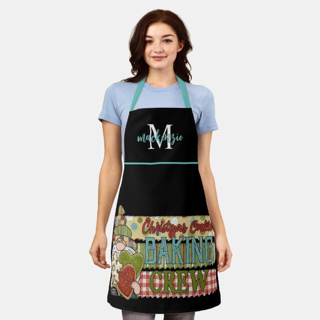 Niedliche Mit Monogramm Weihnachtsbacken Crew Schü Schürze (Getragen)