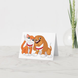 Niedliche Mitteilungskarten von Hunden und Katzen