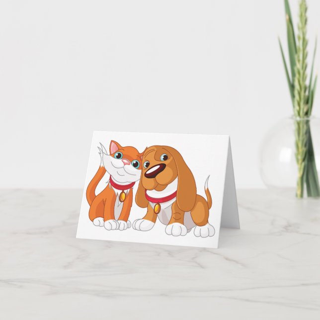Niedliche Mitteilungskarten von Hunden und Katzen (Vorderseite)