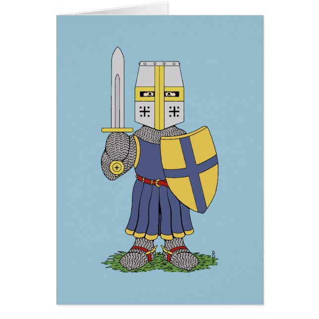 Niedliche mittelalterliche Ritter-Gruß-Karte (Vorne)