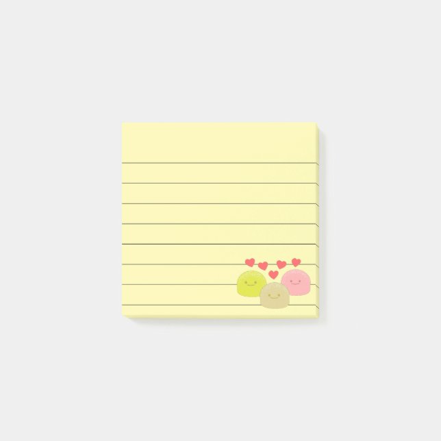 Niedliche Mochi-Cartoon-Zeichnungen Liner 3x3 Post-it Klebezettel (Vorderseite)