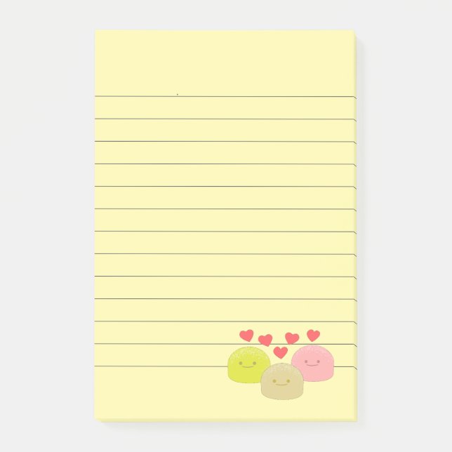 Niedliche Mochi Cartoon Zeichnungen Linken Post-it Klebezettel (Vorderseite)
