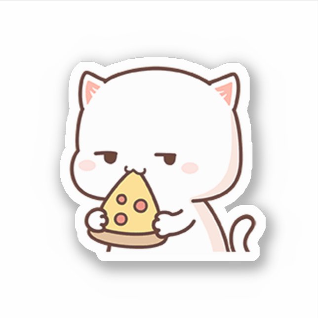 Niedliche Mochi Peach Cat Lieben Kuchen Aufkleber (Vorderseite)