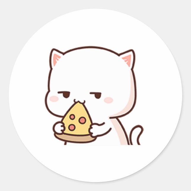 Niedliche Mochi Peach Cat Lieben Kuchen Runder Aufkleber (Vorderseite)