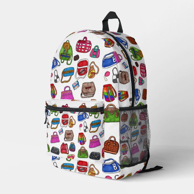 Niedliche Mode Illustriert Purpurmuster Kunstgenus Bedruckter Rucksack (Rückseitige Ecke Rechts)