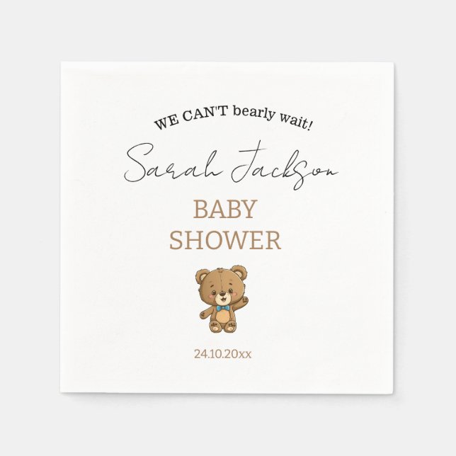 Niedliche moderne Aquarellteddy Bärendusche Serviette (Vorderseite)