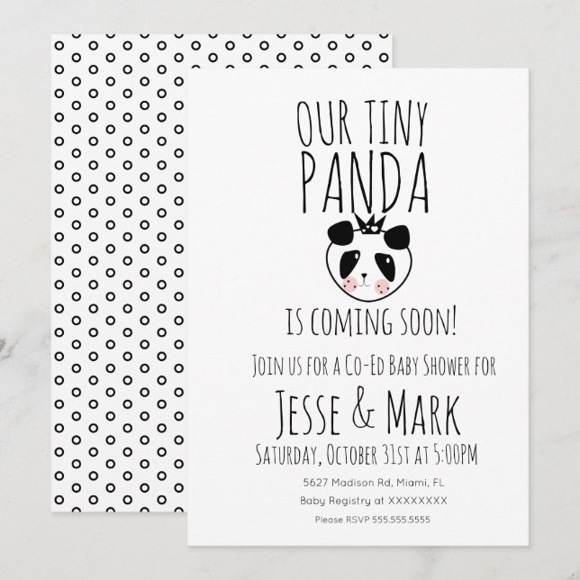 Niedliche moderne Baby Panda Baby Dusche Einladung (Vorne/Hinten)