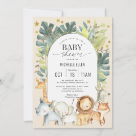 Niedliche moderne Baby-Tiere Safari Thema Baby In Einladung
