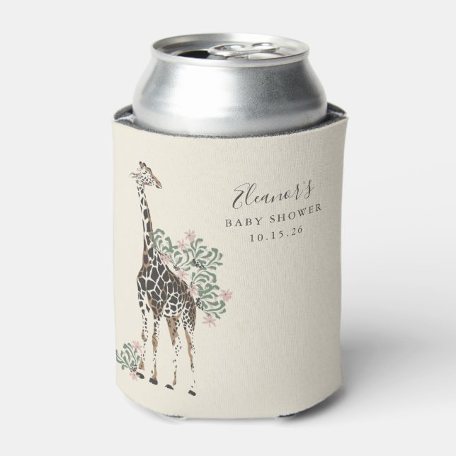 Niedliche moderne Blumengiraffe Einfache Babydusch Dosenkühler (Kanne Vorderseite)