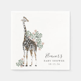 Niedliche moderne Blumengiraffe Einfache Babydusch Serviette