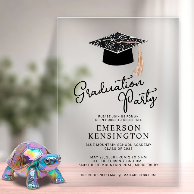 Niedliche Moderne Cap and Tassel Graduation Party Acryleinladungen (Cute Modern Cap and Tassel Graduation Party Acrylic Invitations)